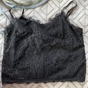 Cute black lace tank top